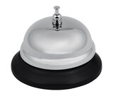 Stolný hotelový kovový zvonček na recepciu 8 x 6 cm čierny/strieborný